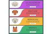 Dogs breeds web banner templates set