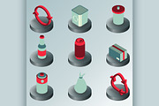 Garbage color isometric icons