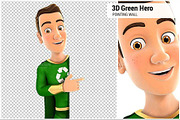 3D Green Hero Pointing to Wall