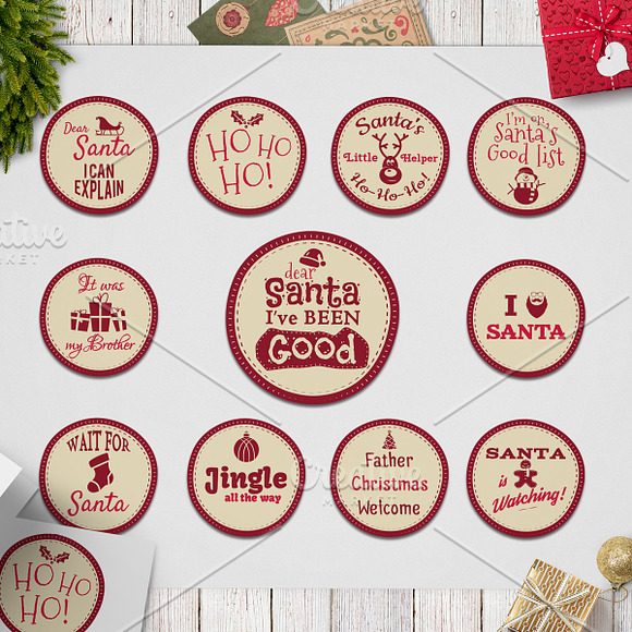 11 Funny Christmas Badges Collection in Objects - product preview 6
