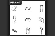 Germany outline isometric icons