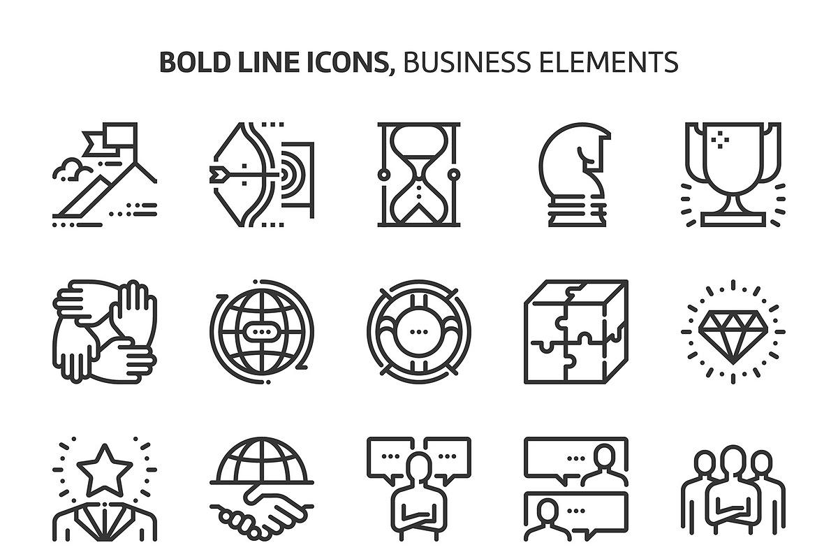 Business elements, bold line icons. in Icons - product preview 8
