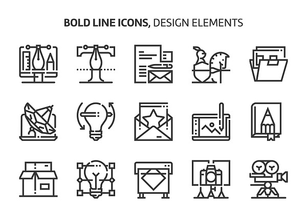 Design elements, bold line icons