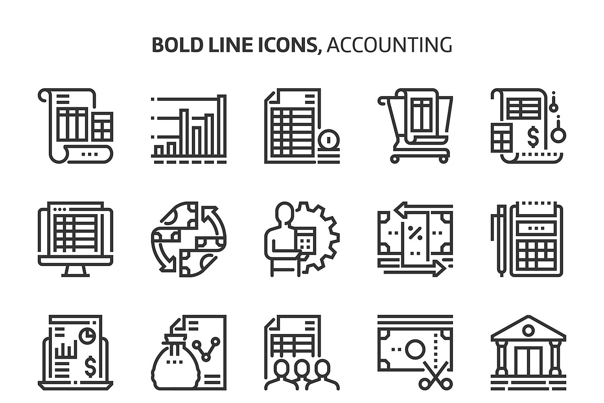 Accounting, bold line icons in Graphics - product preview 8