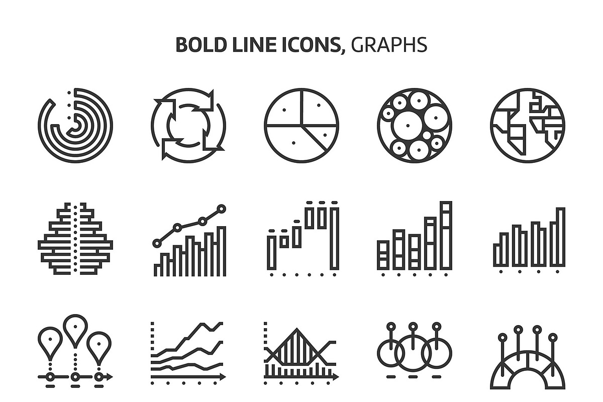 Graphs, bold line icons in Icons - product preview 8