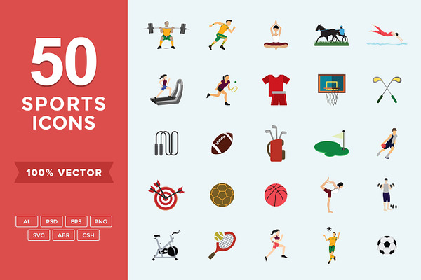 Flat Icons Sports Set