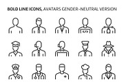 Gender neutral avatars, bold line ic