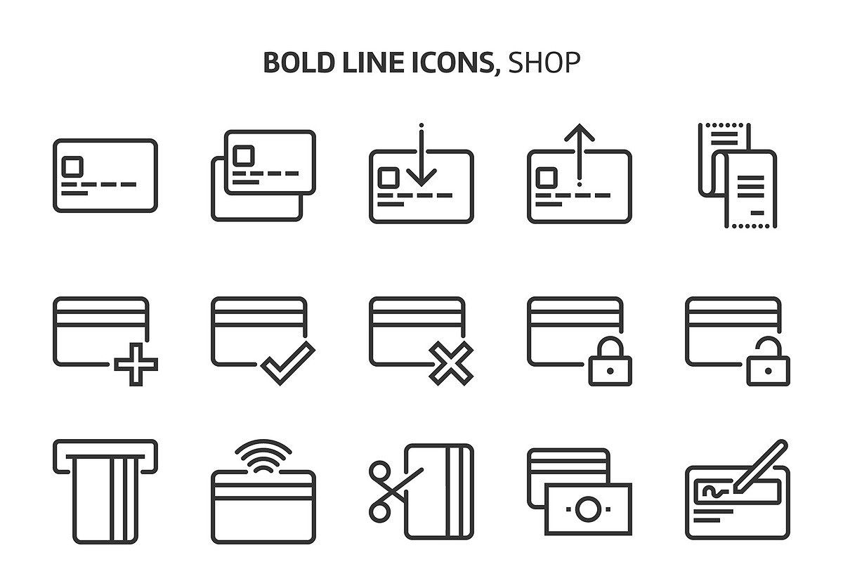 Credit card, bold line icons in Graphics - product preview 8