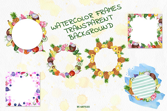Exotic fresh fruit Watercolor Set in Illustrations - product preview 3