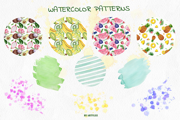 Exotic fresh fruit Watercolor Set in Illustrations - product preview 4