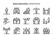 Competition, bold line icons.