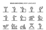 Body language, bold line icons
