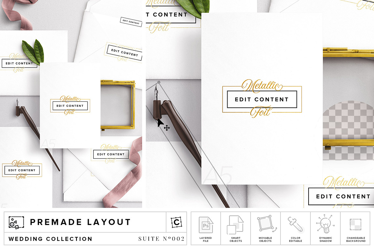 A5 Invitation & Envelope Mockup in Product Mockups - product preview 8