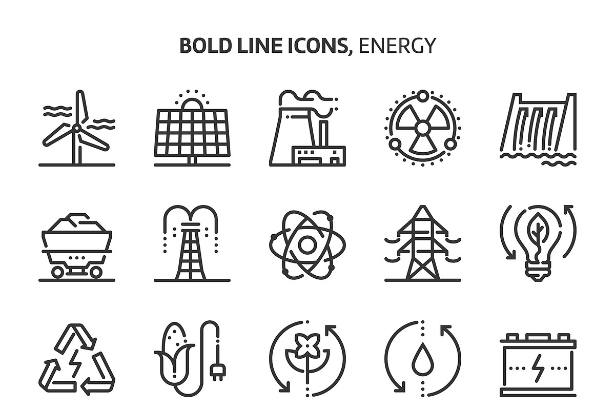 Energy, bold line icons in Icons - product preview 8