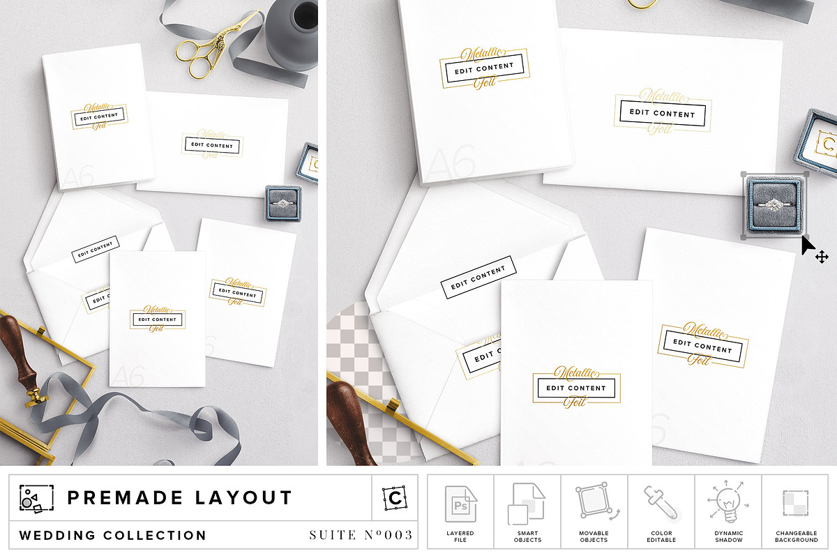 A6 Wedding Invitations Mockup in Product Mockups - product preview 8