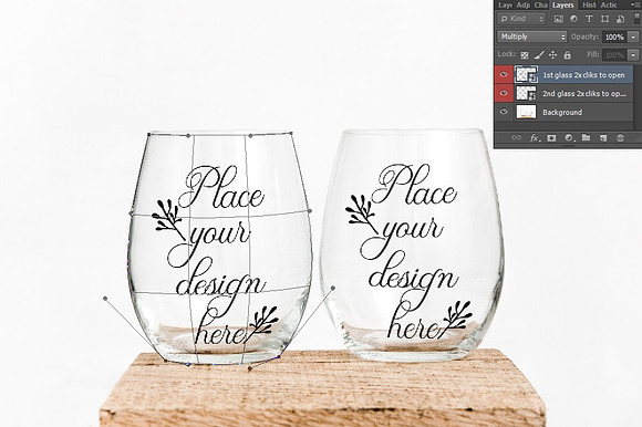 2 wine glass tumbler no stem mockups in Product Mockups - product preview 1