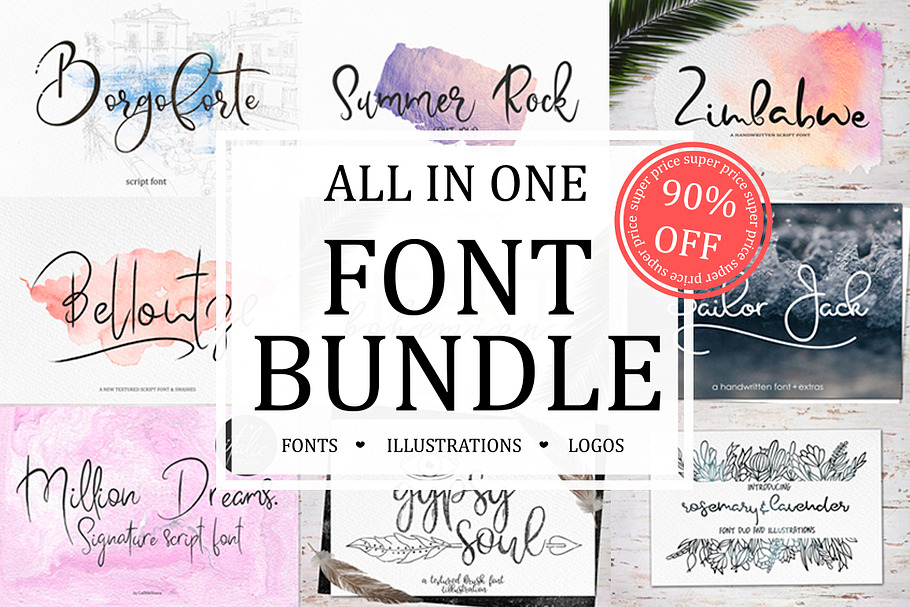 Font Bundle Sale+illustrations,logos in Script Fonts - product preview 8