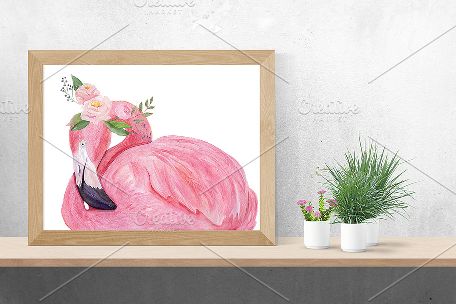 Pink Flamingo Watercolor Collection
