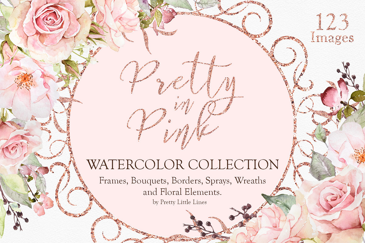 Pretty in Pink Watercolor Collection in Illustrations - product preview 8