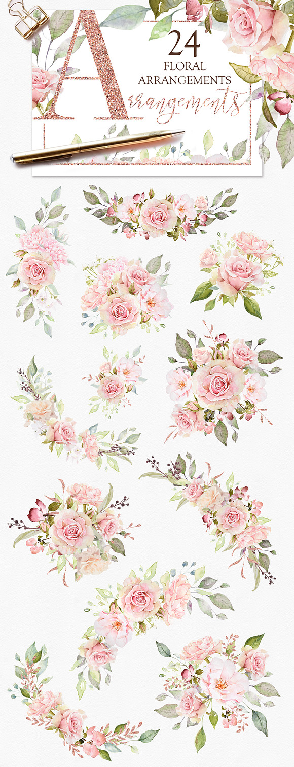 Pretty in Pink Watercolor Collection in Illustrations - product preview 1