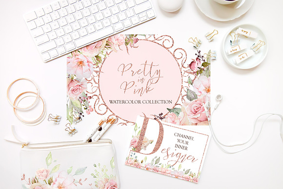 Pretty in Pink Watercolor Collection in Illustrations - product preview 4