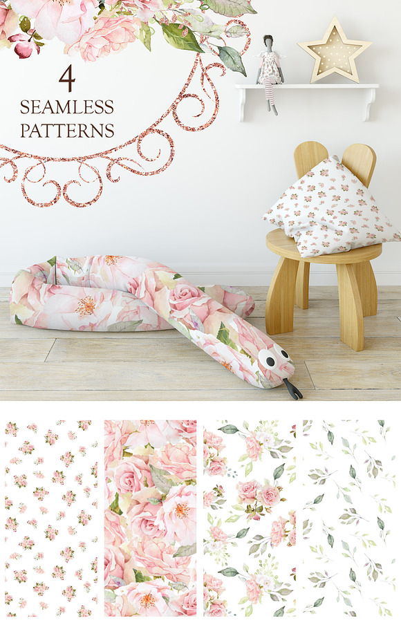 Pretty in Pink Watercolor Collection in Illustrations - product preview 9