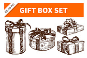 Gift Box Hand Drawn Vintage Set