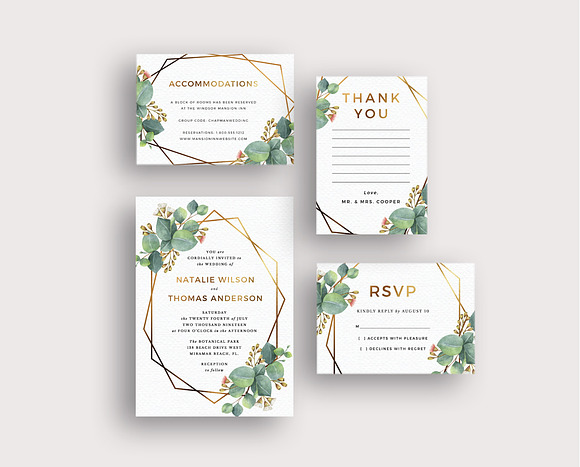 Eucalyptus Gold Geometric Frame in Wedding Templates - product preview 1