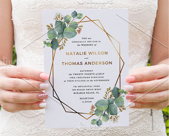 Eucalyptus Gold Geometric Frame in Wedding Templates - product preview 2