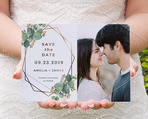 Eucalyptus Gold Geometric Frame in Wedding Templates - product preview 3