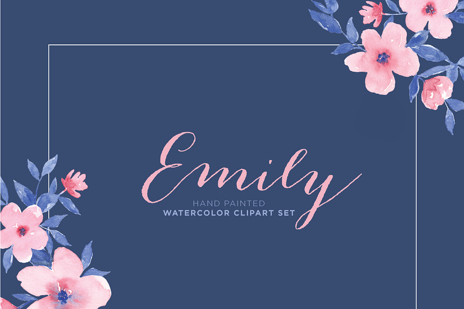 Emily - Watercolor Floral ClipArt in Illustrations - product preview 8
