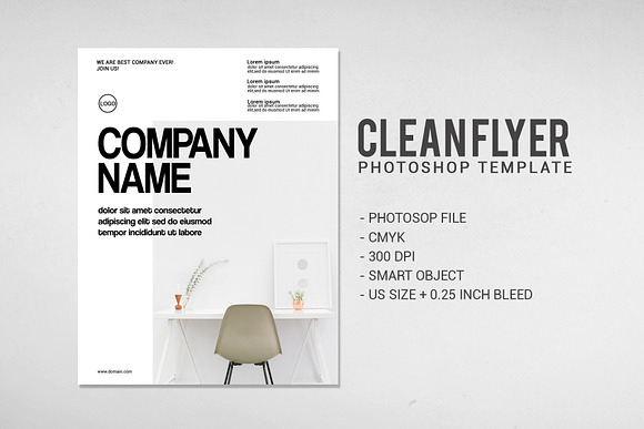 Clean Flyer Design Template in Flyer Templates - product preview 2