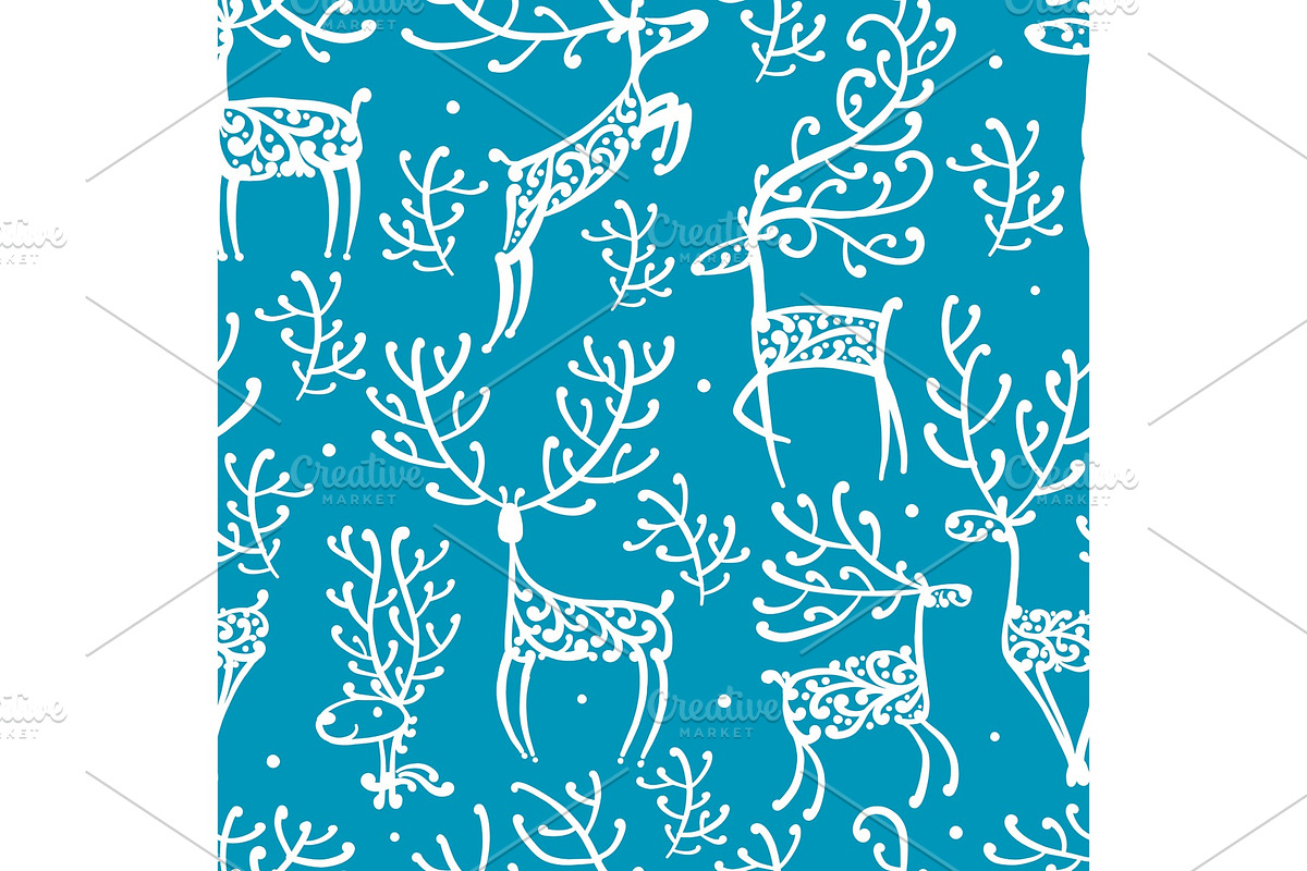 Ornate deers, seamless pattern for in Illustrations - product preview 8