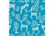 Ornate deers, seamless pattern for