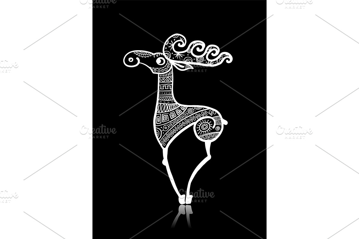 Deer character, sketch for your in Illustrations - product preview 8