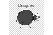 Funny sheep doing yoga, sketch for