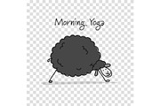 Funny sheep doing yoga, sketch for