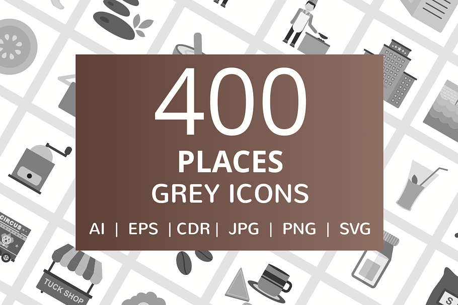 400 Places Grey Icons