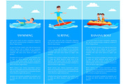 Swimming Surfing Collection Vector