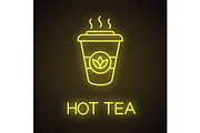 Tea to go neon light icon