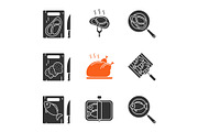 Food preparation glyph icons set