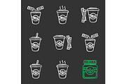 Coffee and tea drinks icons set