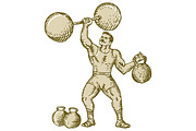 Strongman Lifting Barbell Kettlebell