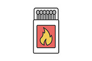 Open matchbox with matchsticks icon