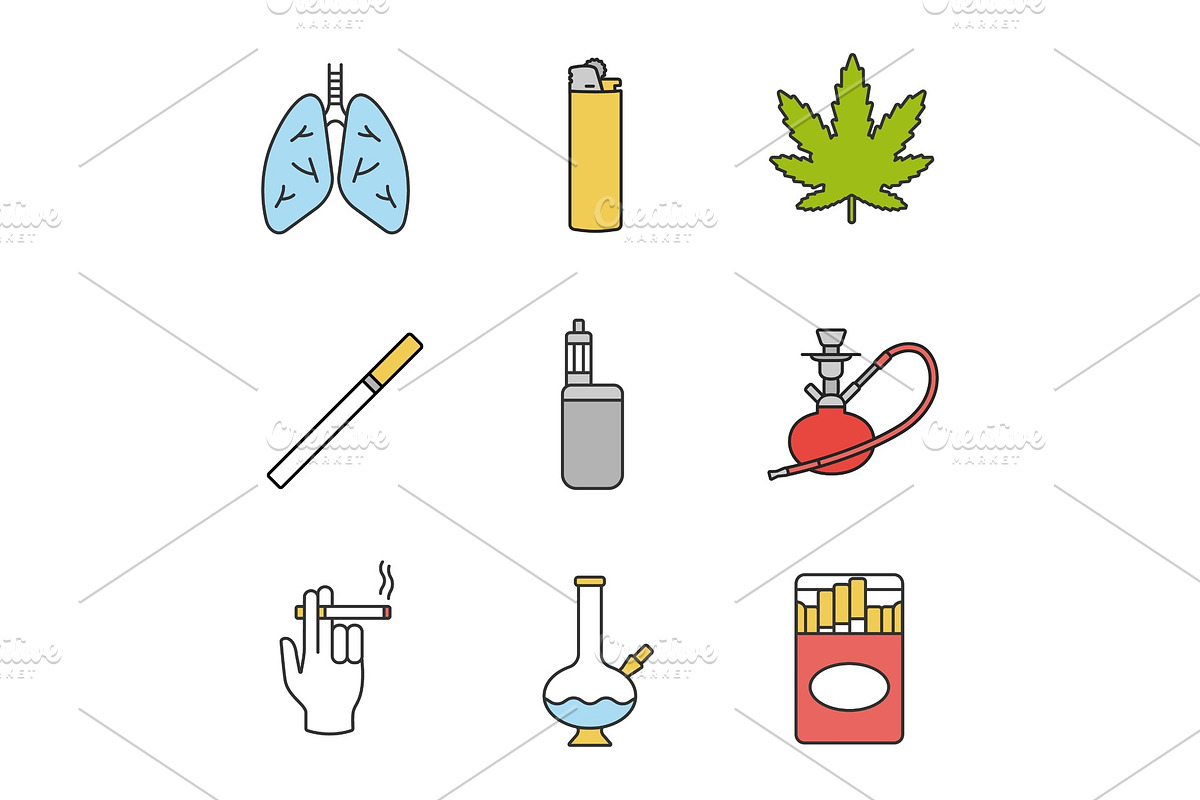 Smoking color icons set in Graphics - product preview 8