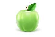 Green apple with leaf vector