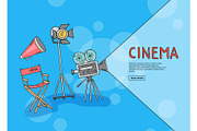 Vector cinema doodle icons