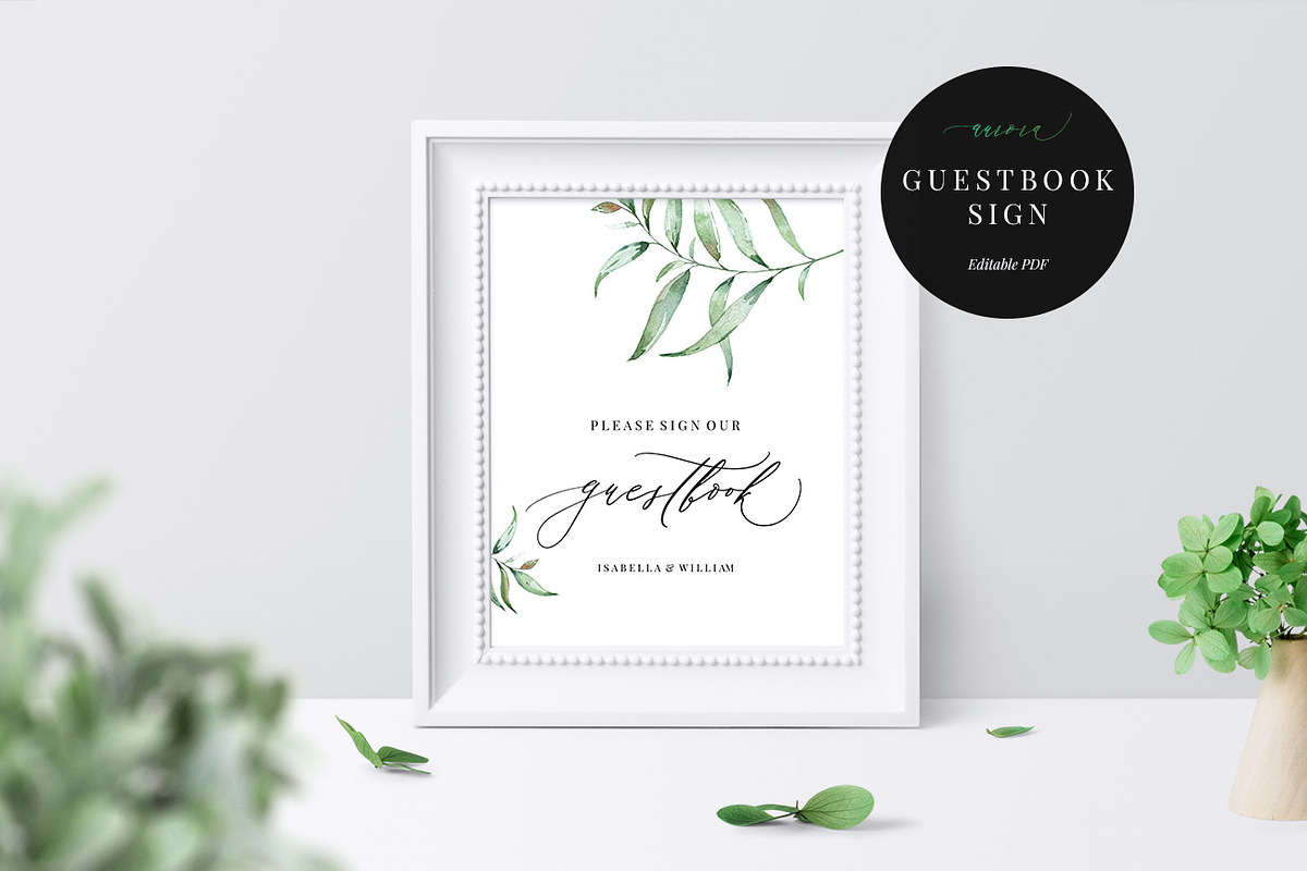 Wedding Guestbook Sign, Aurora in Wedding Templates - product preview 8