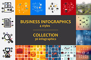 36 business infographics. 4 styles