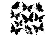 Butterflies, black silhouettes